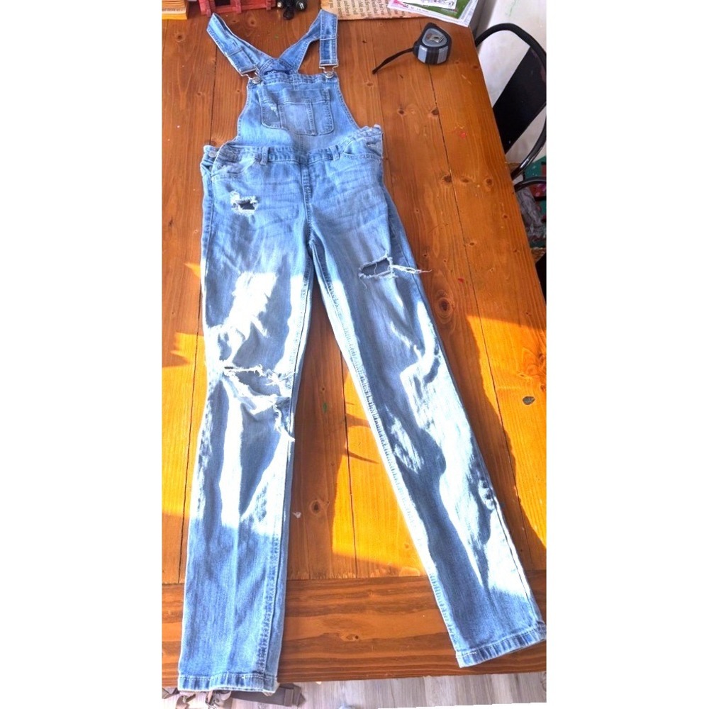 BLUE SPICE Girls Denim Overalls Distressed Light Wash Size 5